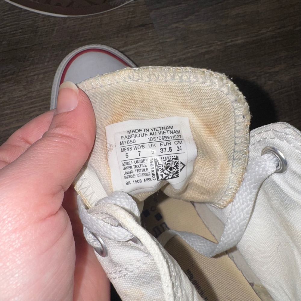 Converse Chuck Taylor All Star High Top M7650 White Canvas Sneakers Womens 7 - Picture 7 of 9